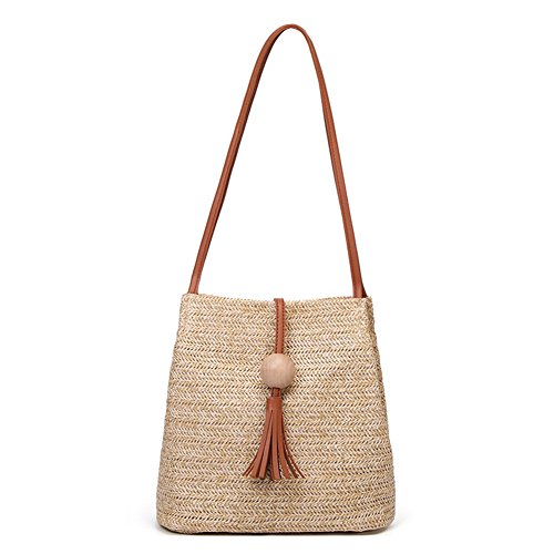 GL-Turelifes Round Summer Straw Bag Big Weave Handbags Beach Shoulder Bags Vocation Tote HandbagsTravel Bag for Women