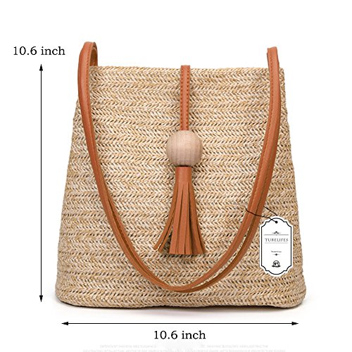 GL-Turelifes Round Summer Straw Bag Big Weave Handbags Beach Shoulder Bags Vocation Tote HandbagsTravel Bag for Women