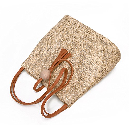 GL-Turelifes Round Summer Straw Bag Big Weave Handbags Beach Shoulder Bags Vocation Tote HandbagsTravel Bag for Women