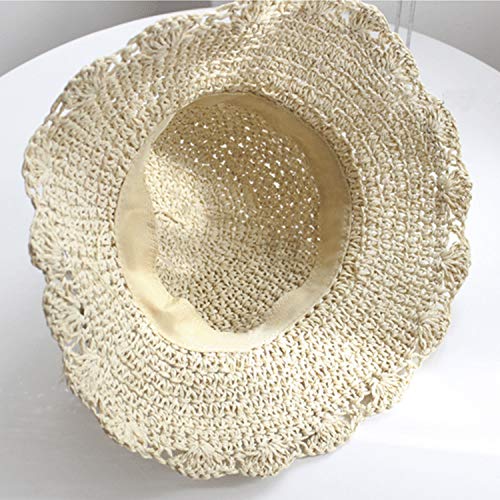 Summer Beach Sun Straw Hats for Women Wide Brim Packable Travel Bucket Hats UPF 50+