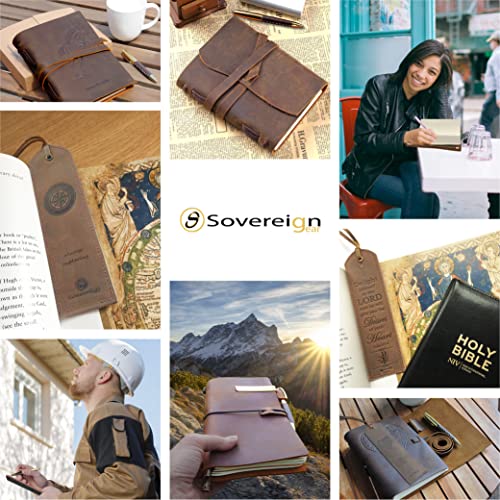 Leather Journal Gift Set with Antique Leather Bookmark + Pen, Handmade Writing Notebook 7x5 Inches Unlined Leather Bound Daily Notepad for Men for Women, Luxury Gift Box Diary for All Ages