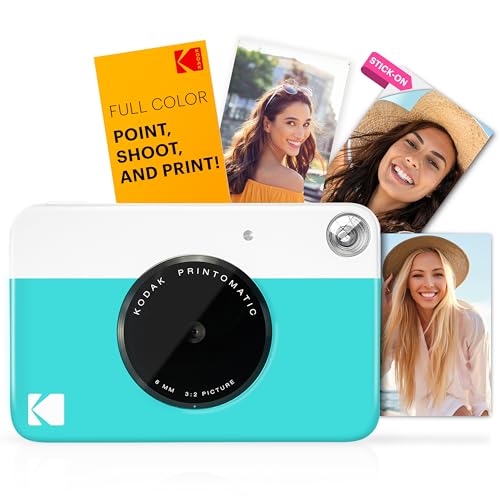 Kodak Printomatic Instant Camera (Blue) Basic Bundle + Zink Paper (20 Sheets) + Deluxe Case