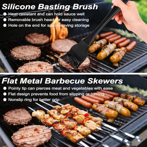 POLIGO 22PCS Heavy Duty BBQ Grill Accessories Set, Non-Slip Grill Tools for Outdoor Grill Set Thicker Stainless Steel Grill Utensils Set, Deluxe Grilling Tools Set in Aluminum Case Ideal Gifts for Men