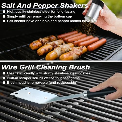 POLIGO 22PCS Heavy Duty BBQ Grill Accessories Set, Non-Slip Grill Tools for Outdoor Grill Set Thicker Stainless Steel Grill Utensils Set, Deluxe Grilling Tools Set in Aluminum Case Ideal Gifts for Men