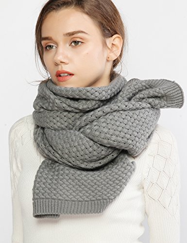 RIIQIICHY Winter Scarfs for Women Cold Weather Chunky Knit Scarf Warm Thick Grey Scarf Long Large Oversized Scarves