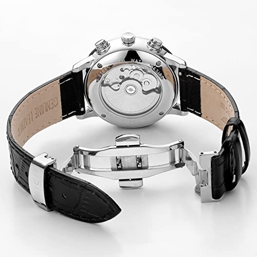 FEICE Men’s Watches Bauhaus Automatic Watch Stainless Steel Mechanical Watch Wristwatch Casual Dress Watches for Men with Leather Bands Date -FM121