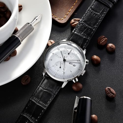 FEICE Men’s Watches Bauhaus Automatic Watch Stainless Steel Mechanical Watch Wristwatch Casual Dress Watches for Men with Leather Bands Date -FM121