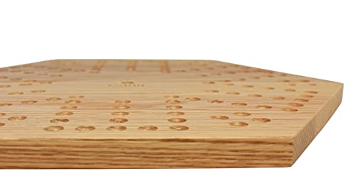 Solid Oak Double Sided Marbles Board Game Wooden 16 inch by Cauff