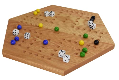 Solid Oak Double Sided Marbles Board Game Wooden 16 inch by Cauff