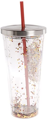 Spoontiques - Harry Potter Tumbler - Gryffindor Glitter Cup with Straw - 20 oz - Acrylic - Red