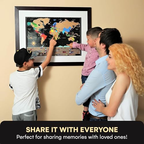 InnovativeMap Scratch Off World Map Poster And Deluxe United States Map – Includes Complete Accessories Set & All Country Flags – Premium Wall Art Gift for Travelers, Map of the World (Travel)