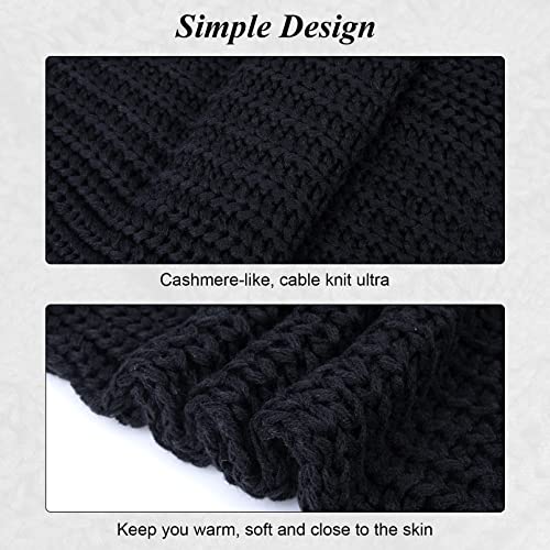 Women And Mens Winter Thick Cable Knit Wrap Chunky Long Warm Scarf, One Size, Black