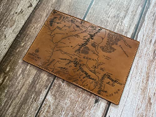 Mayan Corner - Vintage middle earth map passport wallet, travel leather case, leather bifold passport and card holder