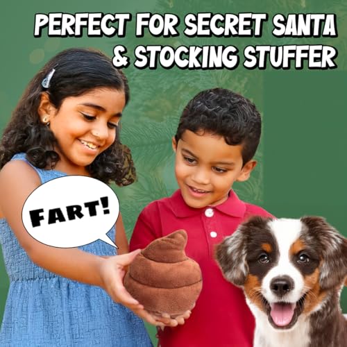 Poop Farting Plush Toy - Makes 7 Funny Fart Sounds – Squeeze Fart Buddy to Hear Him Fart - Easter Basket Stuffer - Fun Dog Toy - Fart Toy for Boys & Girls - Gag Gifts for Kids - a Super Cute 4 x 4.5