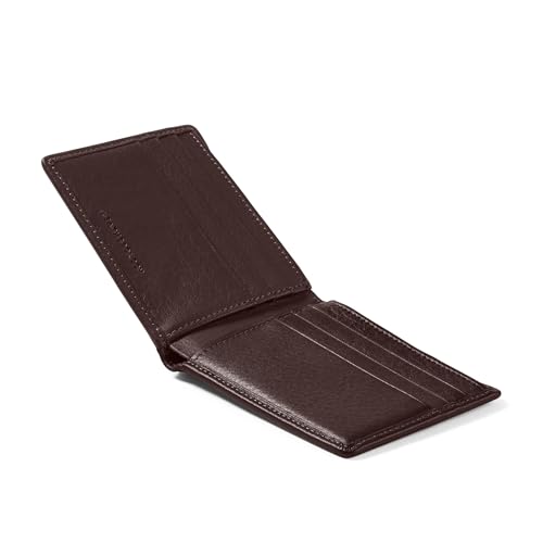 Leatherology RFID Brown Thin Bifold Wallet - Slim silhouette, Ample storage, Hidden interior pocket