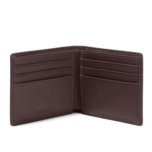 Leatherology RFID Brown Thin Bifold Wallet - Slim silhouette, Ample storage, Hidden interior pocket