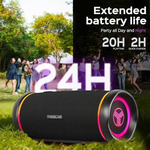 TREBLAB HD77 - Wireless Bluetooth Speaker - 30W Stereo, 20H Battery, IPX6 Waterproof, TWS Mode, Portable Speaker with Shockproof/Dustproof Body