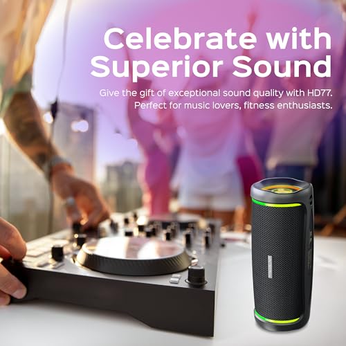 TREBLAB HD77 - Wireless Bluetooth Speaker - 30W Stereo, 20H Battery, IPX6 Waterproof, TWS Mode, Portable Speaker with Shockproof/Dustproof Body