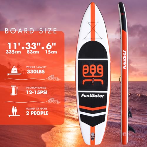 FunWater Stand Up Paddle Board Ultra-Light Inflatable Paddleboard with ISUP Accessories for Adults & Youth of All Skill Levels