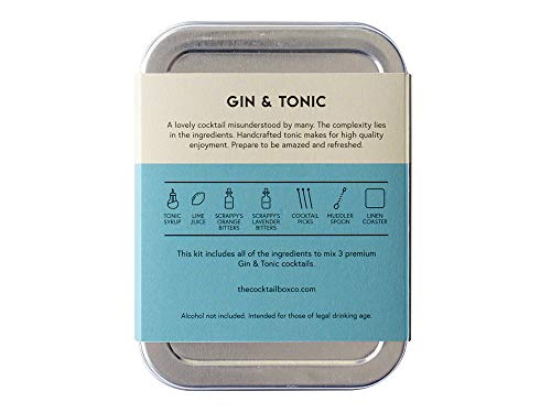 Gin & Tonic Cocktail Kit - The Cocktail Box Co. Premium Cocktail Kits - Make Hand Crafted Cocktails. Great Gift for Any Cocktail Lover and Makes The Perfect Travel Companion! (1 Kit)