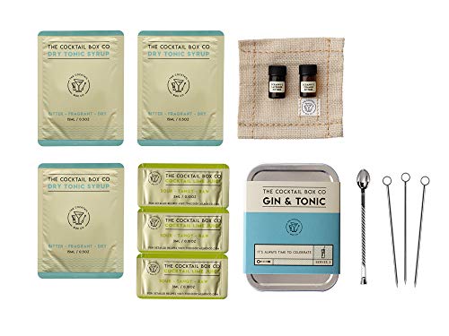 Gin & Tonic Cocktail Kit - The Cocktail Box Co. Premium Cocktail Kits - Make Hand Crafted Cocktails. Great Gift for Any Cocktail Lover and Makes The Perfect Travel Companion! (1 Kit)