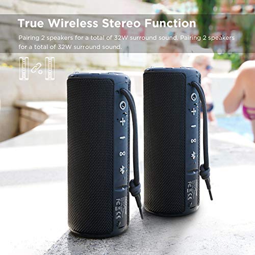 MIATONE Bluetooth Speakers, Waterproof and Portable Outdoor Wireless Speaker (Black)