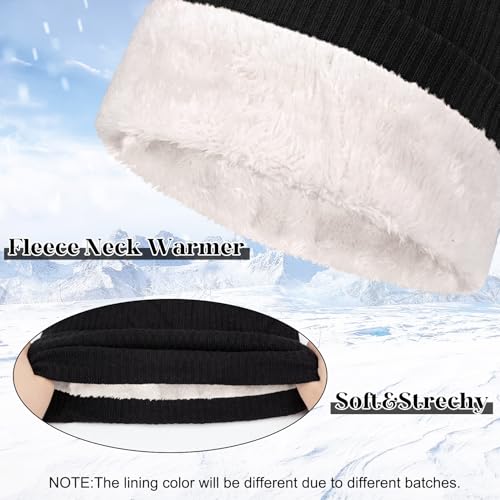 Chalier Infinity Scarf Winter Double-Layer Neck Warmer Knit Fleece Lined Circle Loop Scarves Gifts(one size, A-Black)