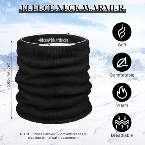 Chalier Infinity Scarf Winter Double-Layer Neck Warmer Knit Fleece Lined Circle Loop Scarves Gifts(one size, A-Black)