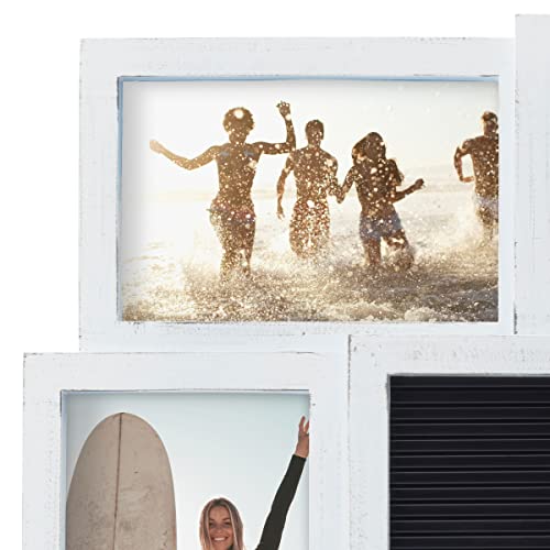 MELANNCO Customizable Letterboard 8-Opening Photo Collage, 19 x 17 inch, Distressed White