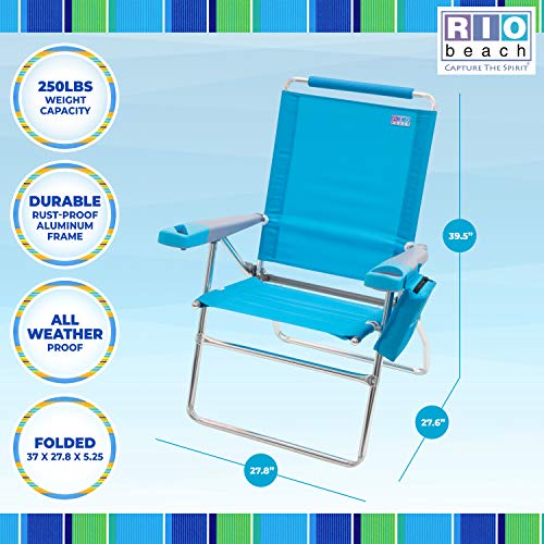 Rio Brands 17" Extended Height 4-Position Folding Beach, Camping, Lawn Chair