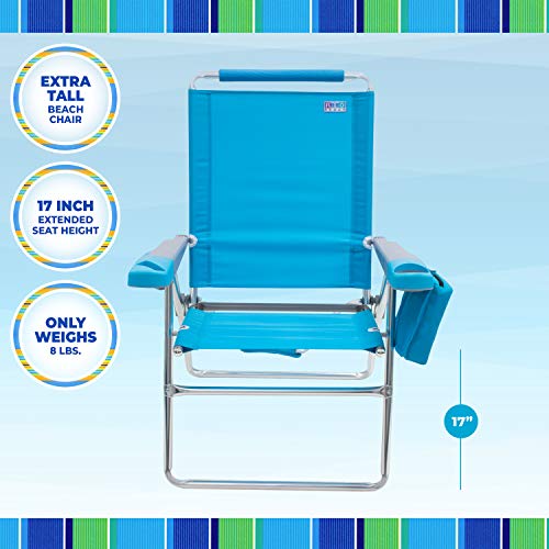 Rio Brands 17" Extended Height 4-Position Folding Beach, Camping, Lawn Chair