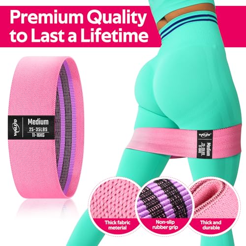 WALITO Resistance Bands for Legs and Butt, Fabric Exercise Loop Bands Yoga, Pilates, Rehab, Fitness and Home Workout, Strength Bands for Booty