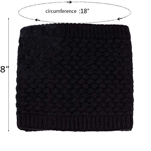 CRUOXIBB Winter Infinity Scarf Neck Warmer for Men Women Soft Fleece Lined Thick Knit Circle Scarf Windproof Black