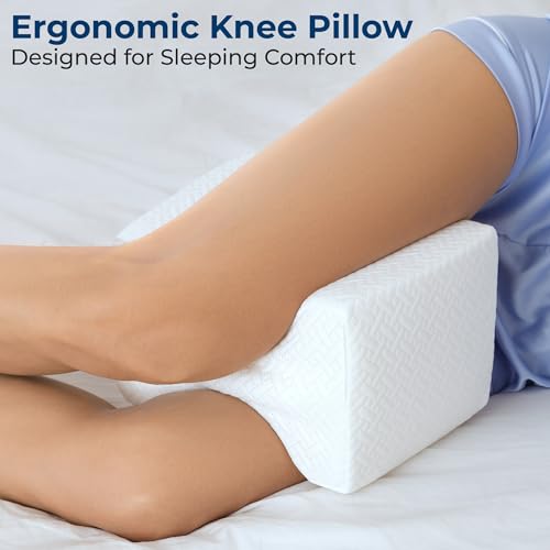 5 STARS UNITED Knee Pillow for Side Sleepers - Memory Foam Leg Pillow for Side Sleeping - Between Legs Pillow for Hip and Lower Back Pain - Sciatica Pain Relief