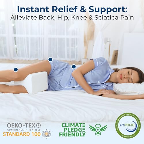 5 STARS UNITED Knee Pillow for Side Sleepers - Memory Foam Leg Pillow for Side Sleeping - Between Legs Pillow for Hip and Lower Back Pain - Sciatica Pain Relief