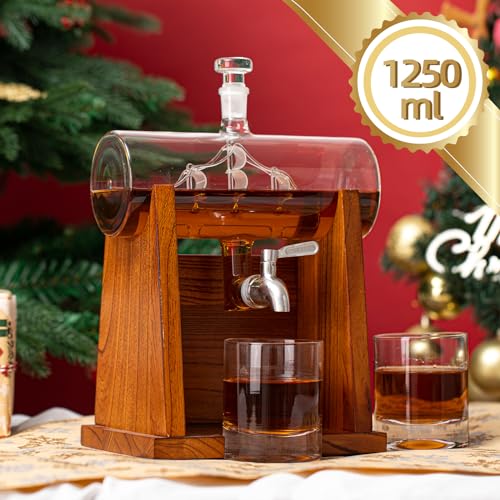 Jillmo Whiskey Decanter Sets for Men, 1250ml Decanter Set with 2 Whiskey Glasses, Ideal Bourbon Gifts for Men