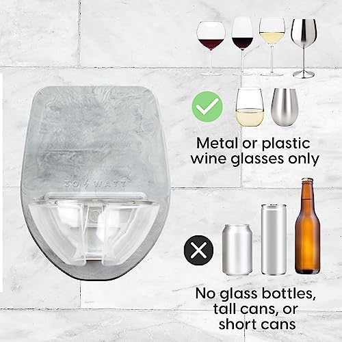 30 Watt Patented Silicone Bath Wine Holder, Gray Marble, Bathtub Wine Caddy, Bath Gifts for Women, The Ultimate Birthday Gift.