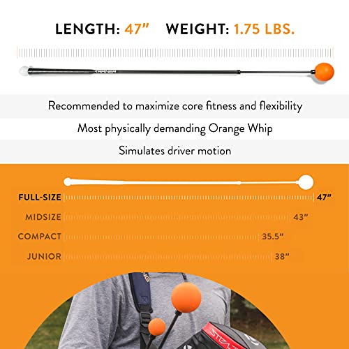 Orange Whip Golf Swing Trainer Aid Patented & Made in USA for Improved Rhythm, Flexibility, Balance, Tempo, and Strength *American Made*