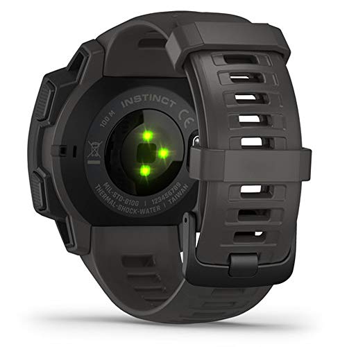 Garmin Instinct, Rugged Outdoor Watch with GPS, Features Glonass and Galileo, Heart Rate Monitoring and 3-Axis Compass, Graphite