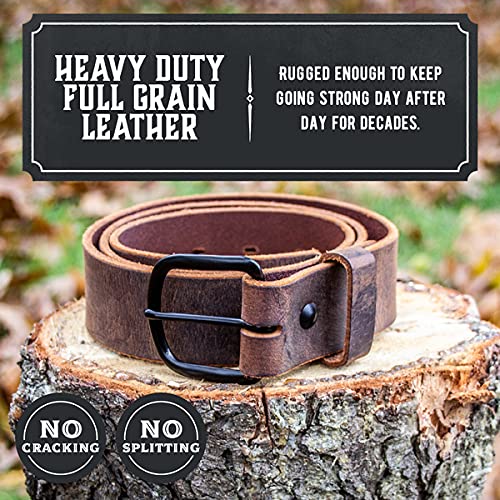 Main Street Forge Bootlegger Leather Belt | Made in USA | Brown with Black Buckle - 36