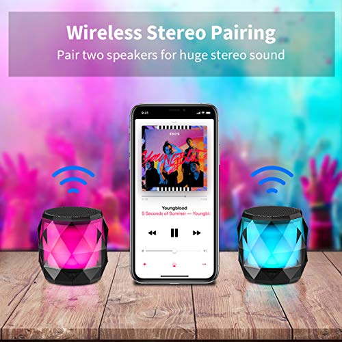 LFS Portable Bluetooth Speaker with Lights, Night Light Wireless Magnetic Waterproof Speaker, 7 Color LED Auto-Changing,TWS,Perfect Mini Speaker for Shower, Home, Outdoor (Multicolor)