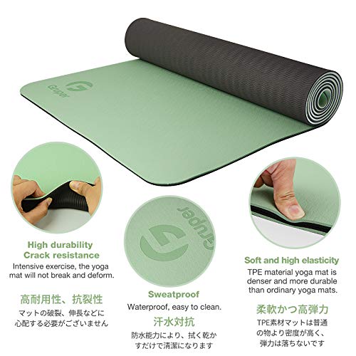 Gruper Yoga Mat Non Slip, Eco Friendly Fitness Exercise Mat with Carrying Strap,Pro Yoga Mats for Women,Workout Mats for Home, Pilates and Floor Exercises