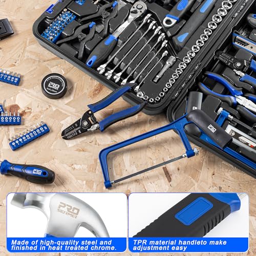 Prostormer 259-Piece Tool Set, General Home/Auto Repair Tool Kit with Plastic Storage Toolbox, Complete Household Tool Box with Essential Tools for Men and Women