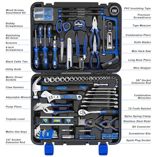 Prostormer 259-Piece Tool Set, General Home/Auto Repair Tool Kit with Plastic Storage Toolbox, Complete Household Tool Box with Essential Tools for Men and Women