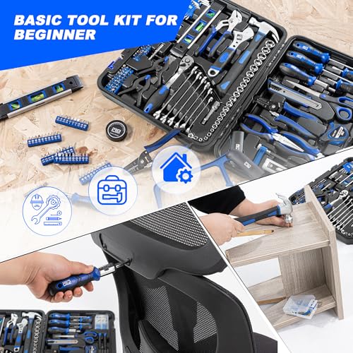 Prostormer 259-Piece Tool Set, General Home/Auto Repair Tool Kit with Plastic Storage Toolbox, Complete Household Tool Box with Essential Tools for Men and Women