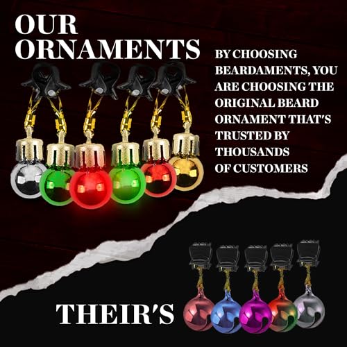 BEARDAMENTS Beard Lights - The Original Light Up Beard Ornaments, 16pc Colorful Christmas Facial Hair Baubles for Men in The Holiday Spirit with Clip for Easy Beard Attachment