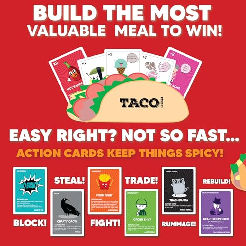 Taco vs Burrito Family Board Games for Kids 6-8, 8-12 & Up - Fun Travel Family Card Games for Everyone, Gifts for 7, 8, 9 and 10 Year Old Boys and Girls