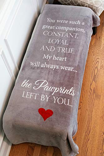 Pawprints Left by You Pet Memorial Blanket with Heartfelt Sentiment - Comforting Pet Loss/Pet Bereavement Gift (Non Personalized)