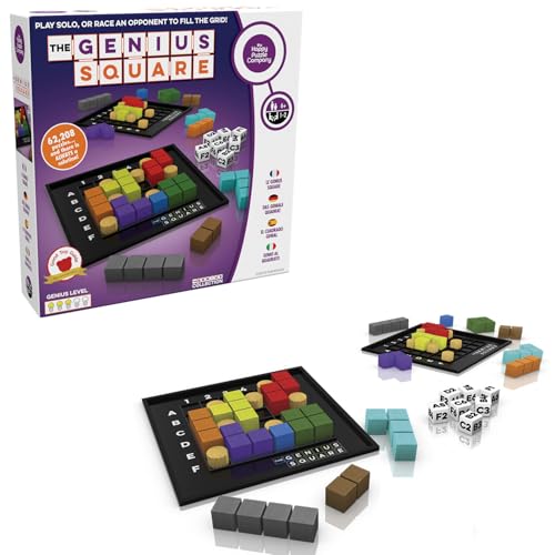 The Genius Square – Game of the Year Award Winner! 60000+ Solutions STEM Puzzle Game! Roll the Dice & Race Your Opponent to Fill The Grid by Using Different Shapes! Promotes Problem Solving Training