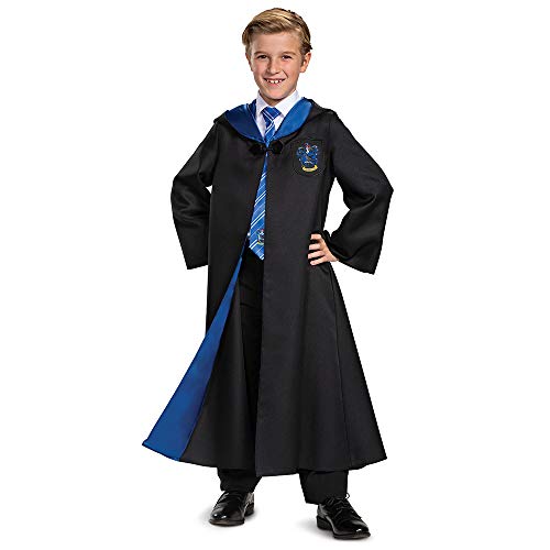 Disguise Harry Potter Ravenclaw Robe Deluxe Children's Costume Accessory, Black & Blue, Kids Size Medium (7-8)